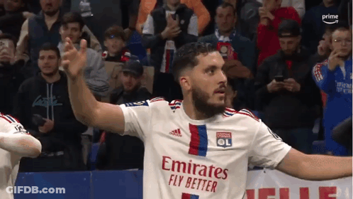 Soccer Player In White Emirates Fly Better Jersey Celebrating Goal GIF