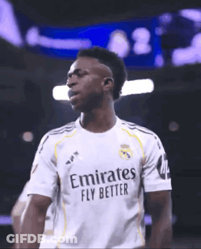 Soccer Player In White Emirates Fly Better Jersey GIF