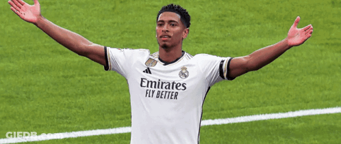 Soccer Player In White Emirates Fly Better Shirt GIF