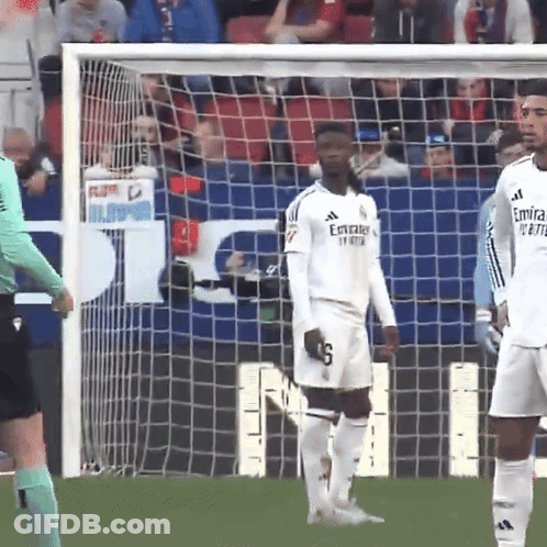 Soccer Player In White Emirates Jersey In Front Of Goal GIF