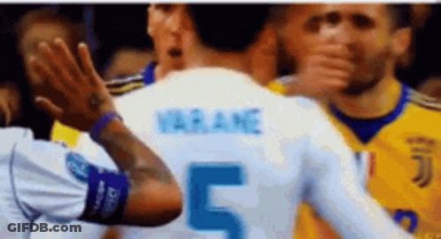 Soccer Player In White Jersey Number 5 High Five GIF