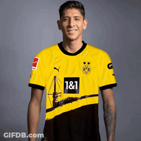 Soccer Player In Yellow And Black BVB Jersey GIF