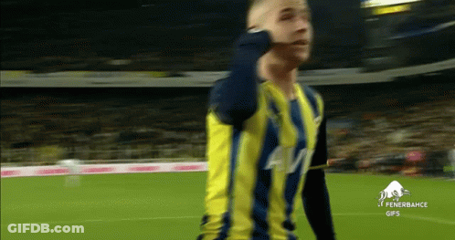 Soccer Player In Yellow And Blue Fenerbahce Jersey GIF
