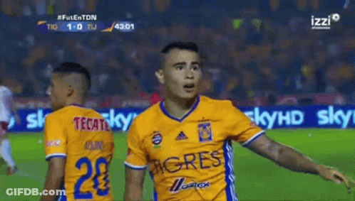 Soccer Player In Yellow And Blue Jersey GIF