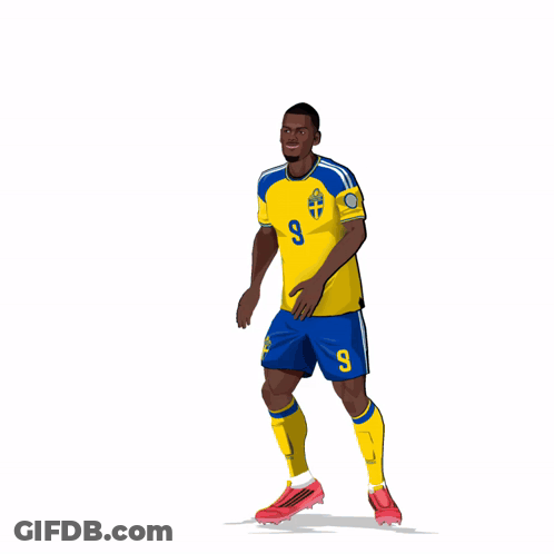 Soccer Player In Yellow And Blue Jersey Number 9 GIF