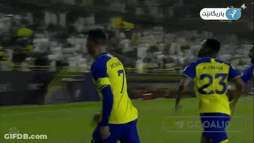 Soccer Player In Yellow And Blue Jersey With Hyundai GIF