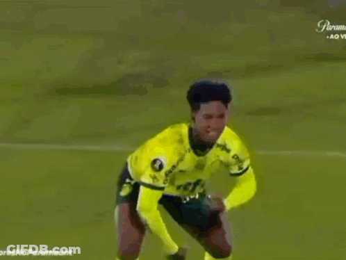 Soccer Player In Yellow And Green Jersey With Crefisa GIF