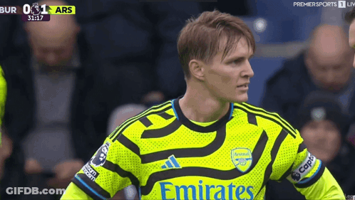 Soccer Player In Yellow Emirates Jersey GIF