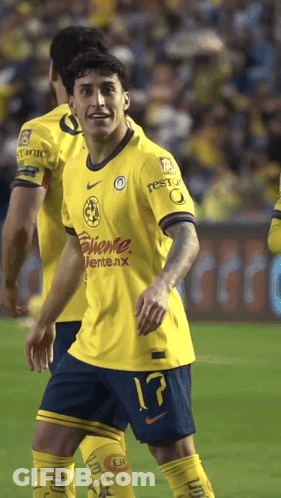 Soccer Player In Yellow Jersey Number 17 GIF