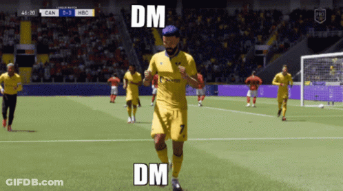 Soccer Player In Yellow Jersey Running With DM GIF
