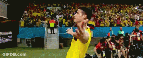 Soccer Player In Yellow Jersey Waving GIF