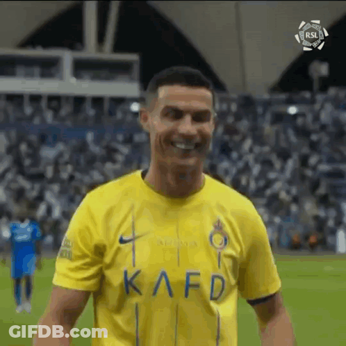 Soccer Player In Yellow Shirt With Kafd GIF