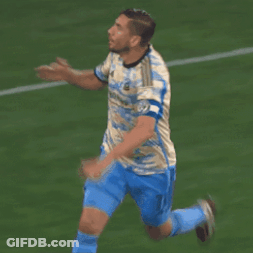 Soccer Player Jumping In Adidas Shirt GIF