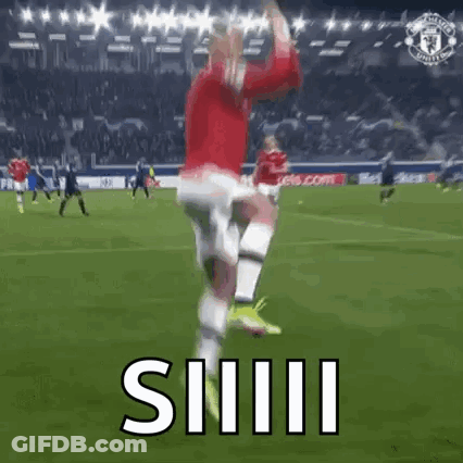 Soccer Player Jumping In Air With Siiiii GIF