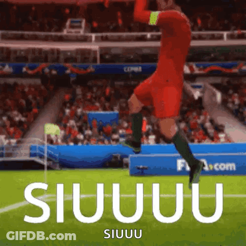 Soccer Player Jumping With Siuuu GIF