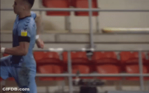 Soccer Player Jumping With Stick GIF