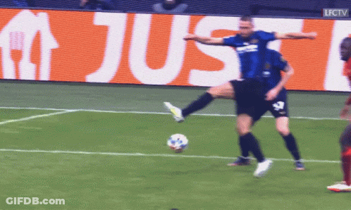 Soccer Player Kicking Ball At Lfctv Sign GIF