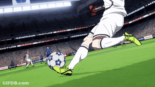 Soccer Player Kicking Ball At Motune Ad GIF