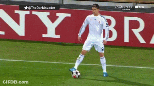 Soccer Player Kicking Ball At Sky Sport Sign GIF