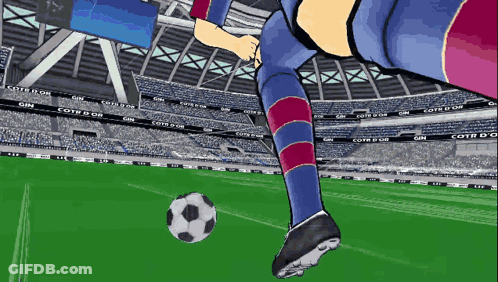 Soccer Player Kicking Ball Cote D' Or Stadium GIF