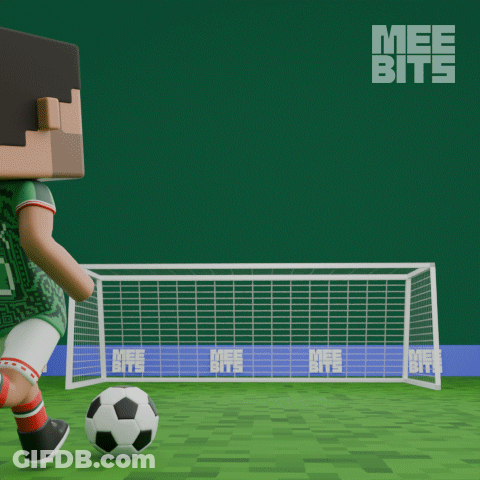 Soccer Player Kicking Ball In Front Of Mee Bits Logo GIF