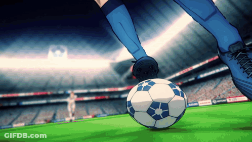 Soccer Player Kicking Ball In Stadium With UEFA Sign GIF