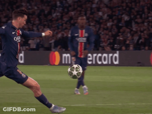 Soccer Player Kicking Ball Qatar Airways Jersey GIF