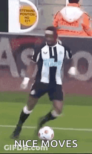 Soccer Player Kicking Ball Saying Nice Moves GIF