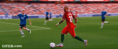 Soccer Player Kicking Ball With Brasileiragem Sign GIF