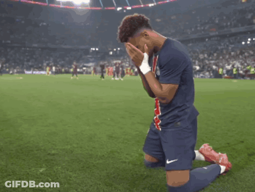 Soccer Player Kneeling Hands On Face GIF