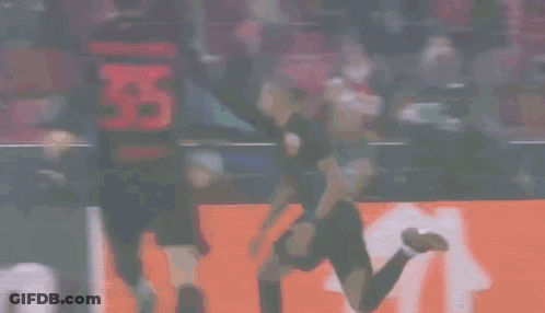 Soccer Player Kneeling In Front Of Follow Sign GIF