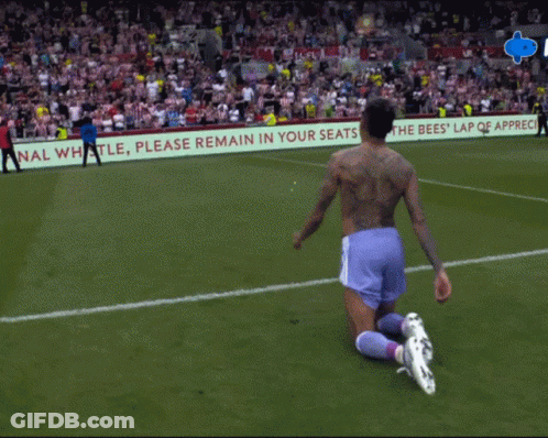 Soccer Player Kneeling In Front Of Please Remain In Seats Sign GIF