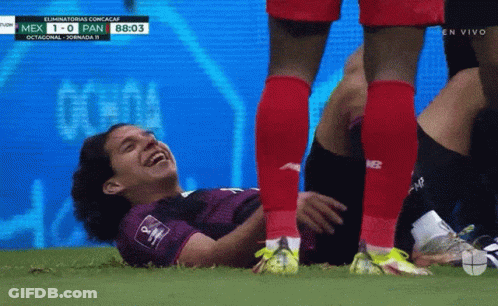 Soccer Player Laying On Field Score 1-0 GIF