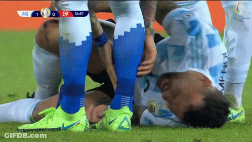 Soccer Player Laying On Ground ARG Vs GM GIF