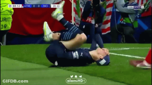 Soccer Player Laying On Ground Score 0-1 GIF