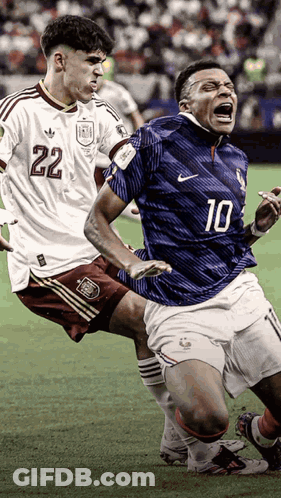 Soccer Player Number 10 Being Tackled GIF