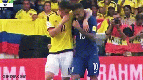 Soccer Player Number 10 Hugging Teammate GIF