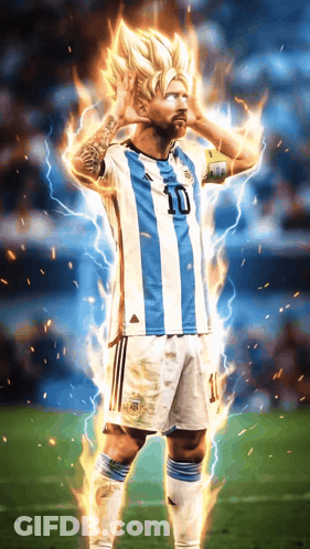Soccer Player Number 10 On Fire GIF