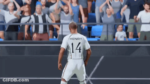 Soccer Player Number 14 On Field With Crowd GIF