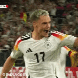 Soccer Player Number 17 Celebrating Goal GIF