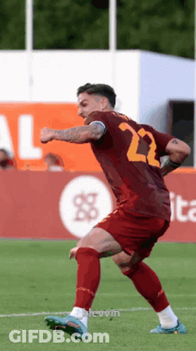 Soccer Player Number 22 Kicking Ball GIF