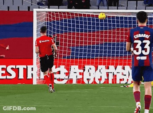 Soccer Player Number 33 Watching Ball Into Goal GIF