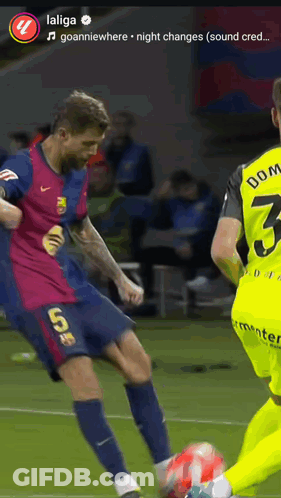 Soccer Player Number 5 Kicking Ball GIF