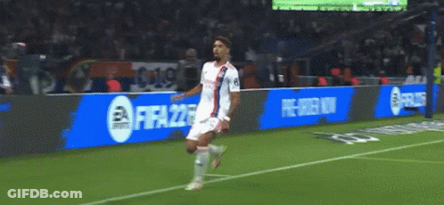Soccer Player On Field With FIFA 22 Ads GIF