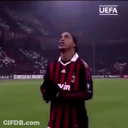 Soccer Player On Field With UEFA Logo GIF