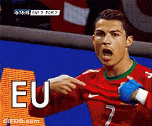 Soccer Player Pointing At EU Sign GIF