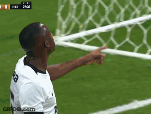 Soccer Player Pointing To Goal During HKR Vs HKR Game GIF