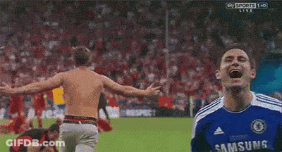 Soccer Player Raising Arms GIF