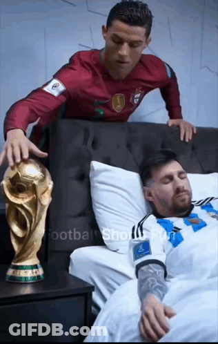 Soccer Player Reaching For Trophy GIF