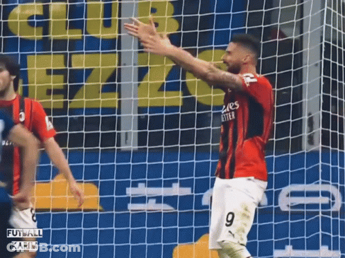 Soccer Player Red Jersey Number 9 On Shorts GIF